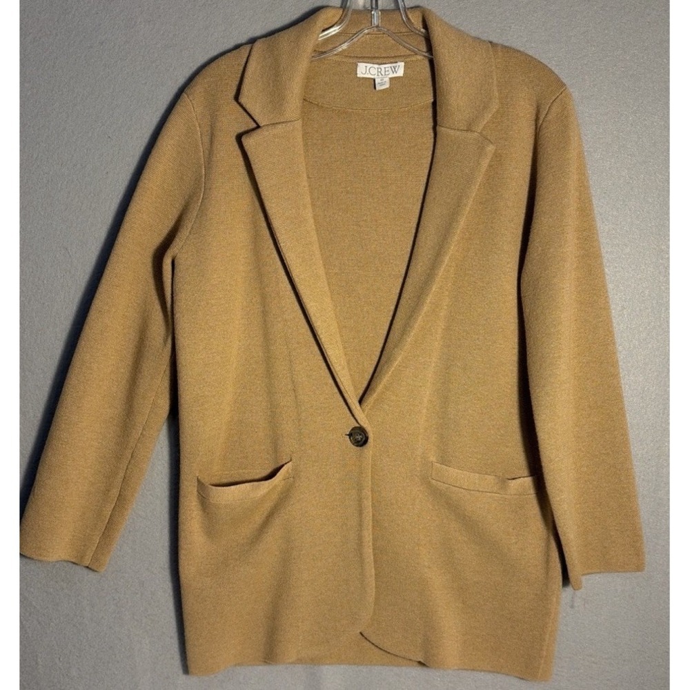 J. CREW Schoolboy Cotton Knit Sweater Blazer Jacket Size XS Tan Academia Preppy